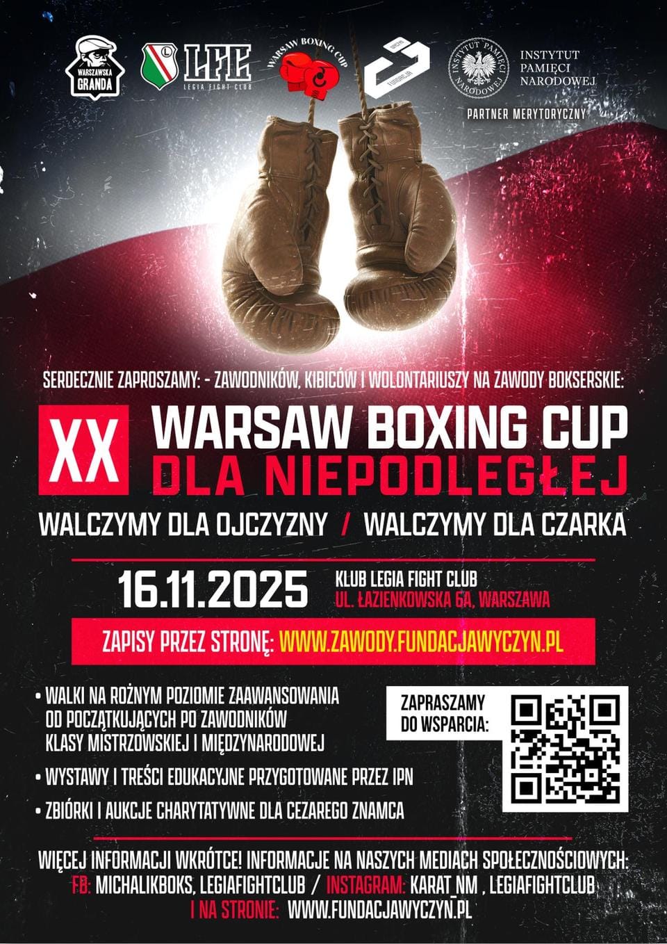 Warsaw Boxing Cup - dla Niepodległej i zbiórka dla Czarka Znamca